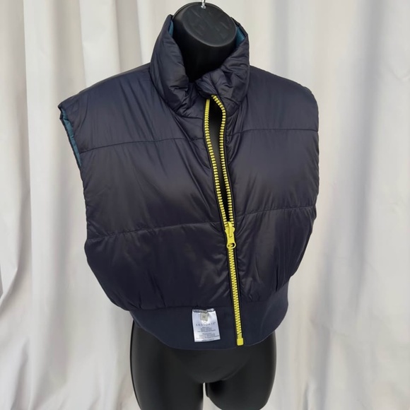 Anatomie Vest Lennon Cropped Puffer Peacock Navy Zipper Reversible Size M - Picture 10 of 10